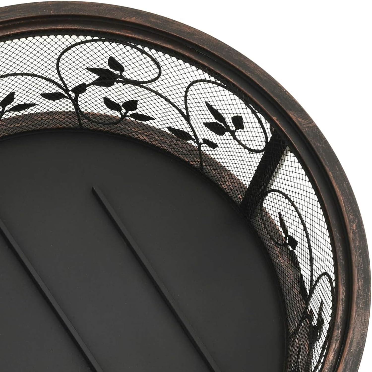 Rustic Fire Pit, XXL Steel Fire Bowl with Poker and Mesh Cover, 26.6 Inch, for Outdoor Garden and Patio Use