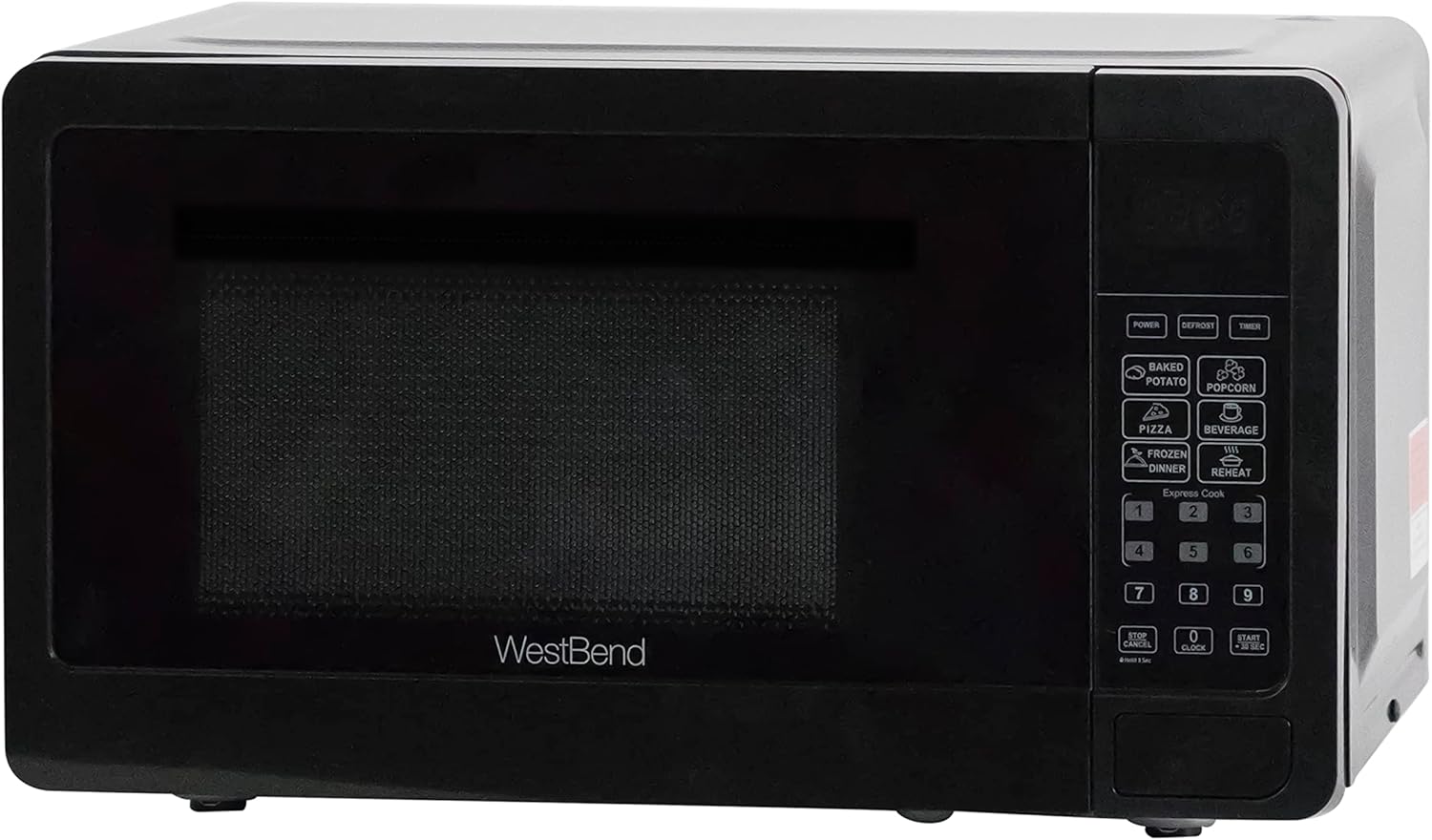 West Bend Microwave Oven 700-Watts Compact with 6 Pre-Set Cooking Settings, Speed Defrost, Electronic Control Panel and Glass Turntable, 0.7 Cu.Ft., Black