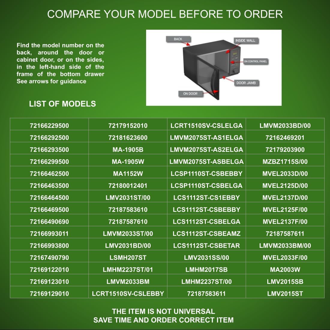 6324W1A001L CKD1A001LX compatible with Amana, Bosch, Crosley, Frigidaire, GE, Jenn Air, Kenmore, Kitchen Aid, LG, Whirlpool Microwave Magnetron fits old number 6324W1A001L