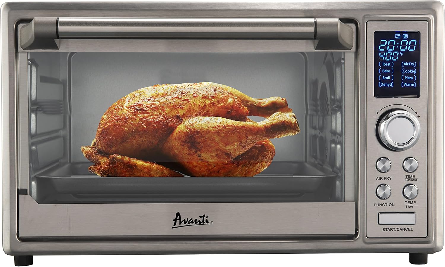 Avanti Air Fryer Oven Combo with 8 Pre-Set Functions and Digital Controls, 90 Minute Timer and Auto Shut-Off, 0.8 Cu.Ft., Metallic