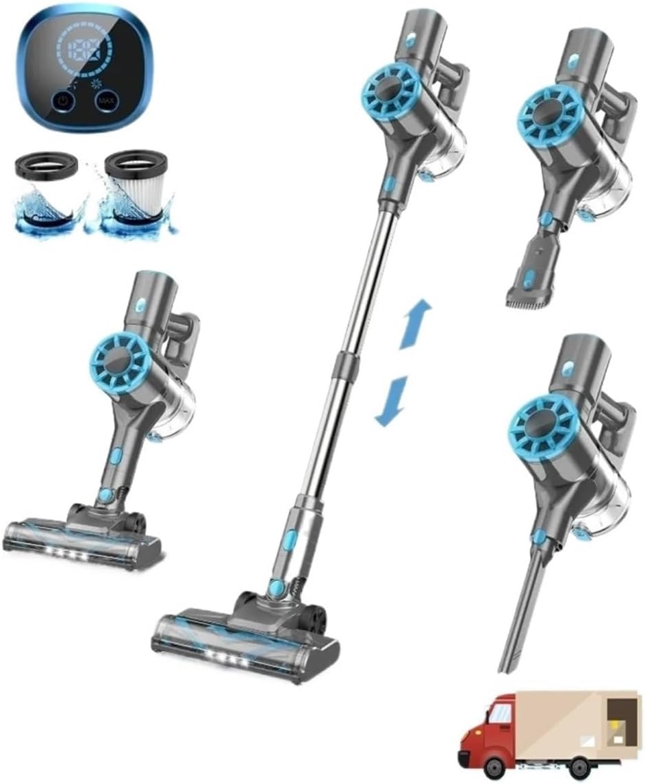 Cordless Vacuum Cleaner 8 in 1 Lightweight Stick Vacuum with Self-Standing LED Display for Carpet Compatible with TASVAC N9