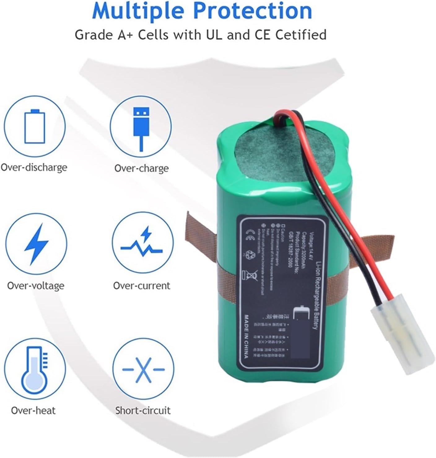 14.4V 14.8V 3200mAh Li-ion Battery Compatible for ISweep X3 PUPPYOO R30 Pro R35 Robot Vacuum Cleaner Accessories