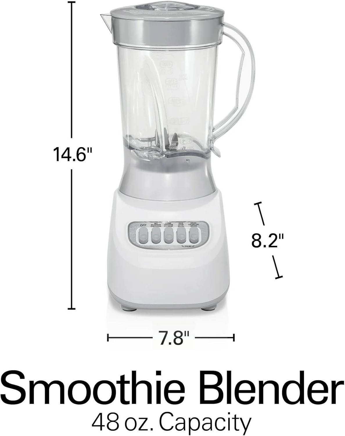 Beach Smoothie Blender with 650W Peak Power, Wave Action System, 12 Functions, 48 oz BPA-Free Jar, and Ice Sabre Blades Black (White)