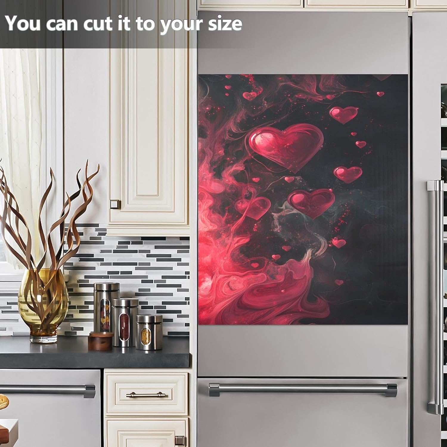 Dishwasher Magnet Cover Large Magnetic Stickers Red Heart Front Dishwasher Cover Reusable Decal for Home Kitchen Anti-Scratch Refrigerator Decorative Lid Washing Machine Laundry 23