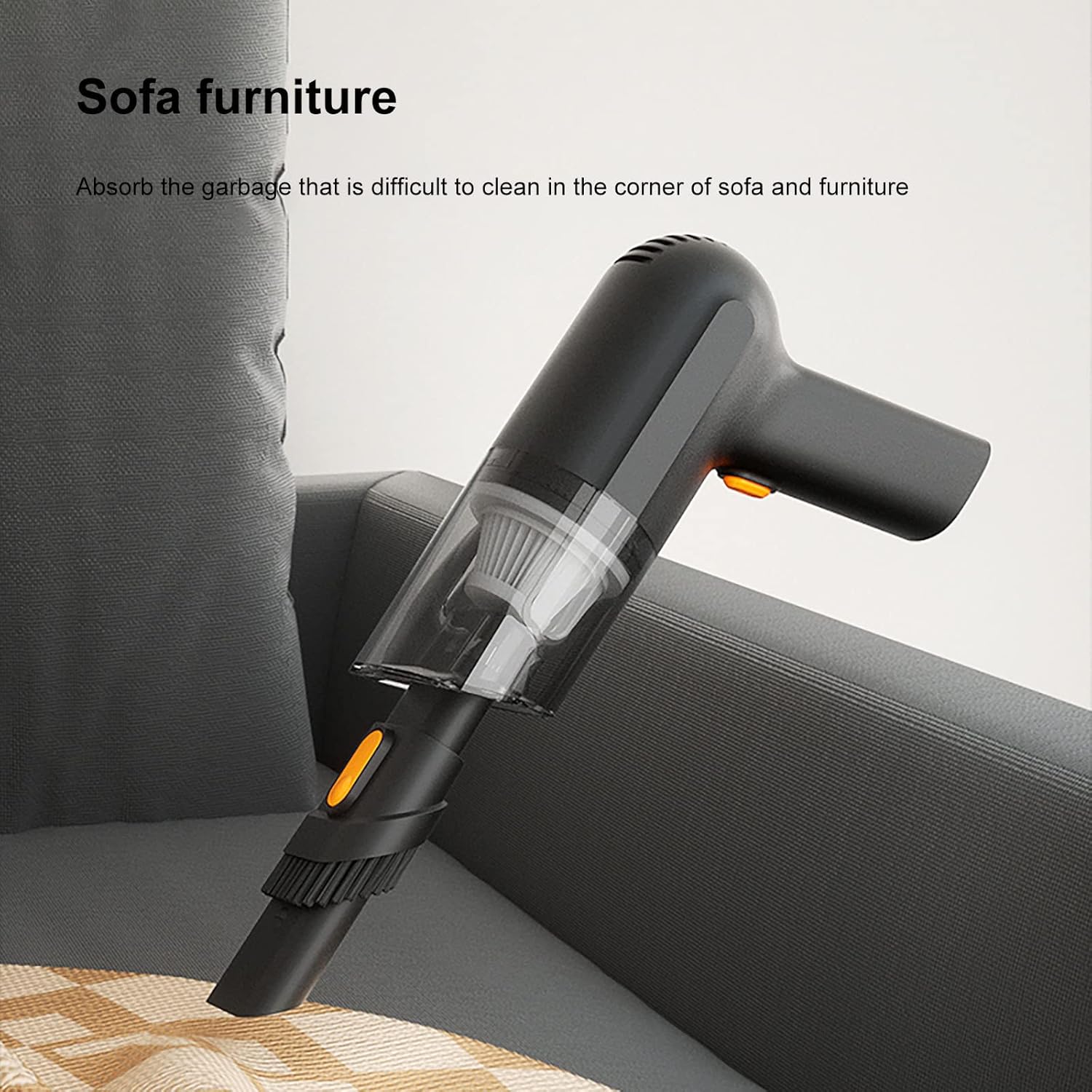 Portable Wireless Car Vacuum Cleaner Handheld Powerful Vacuum Cleaner for Car Cordless Home Appliance Car Products Mini Cleaner,Orange