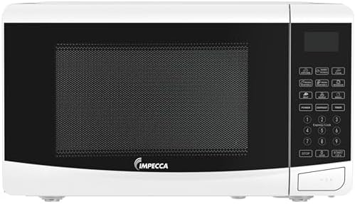 IMPECCA Countertop Microwave Oven 10 Auto Menus Defrost Timer LED 0.7 Cu. 700W 9.65” Turntable Child Lock Press to Open