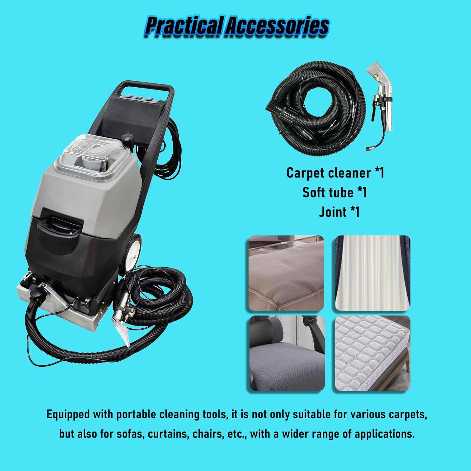 1400RPM Commercial Carpet Cleaning Machine 2320W Hand Push Hotel Carpet Vacuum Cleaner 3-in-1 Carpet Extractor Cleaning for Hotels, Cinemas, Meeting Rooms and other places 110V