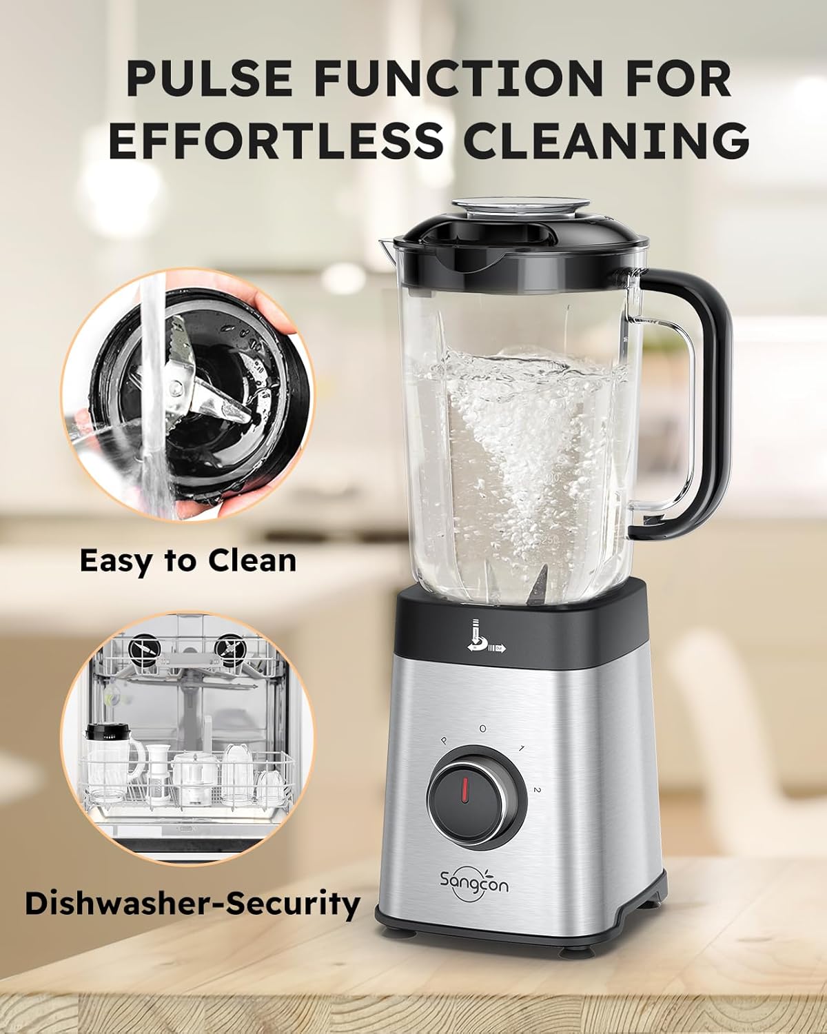 Sangcon Blenders for Kitchen - Smoothie Blender - Personal Blender for Shakes and Smoothies, Grinding & more, 40 oz Jar & 17oz Cup with To-Go Lid