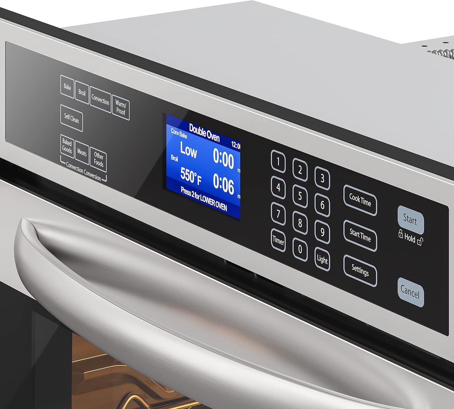 KoolMore 30-Inch Electric Double Wall Oven with Quiet, Rapid Convection Cooking, 7 Cook and Baking Modes, Dual Large Capacity Ovens, Stainless-Steel Unit, Self-Cleaning (KM-WO30D-SS)