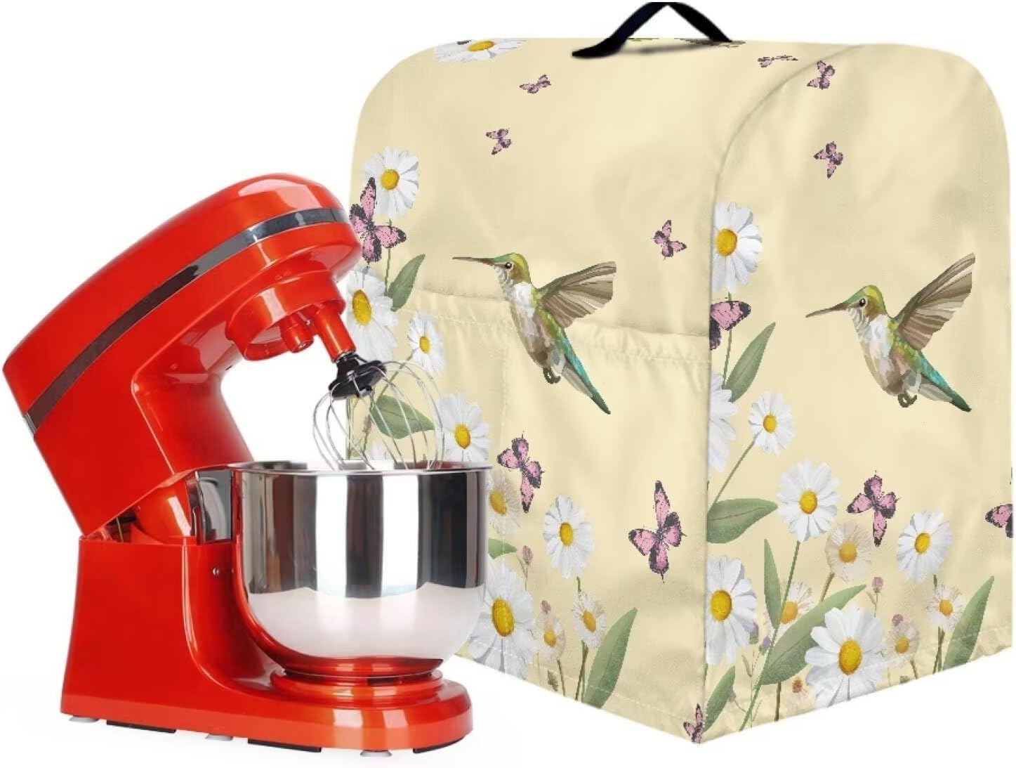 Stand Mixer Cover, Daisies and Butterflies Portable Stand Mixer Dust Cover Mixer Accessories Coffee Maker Cover with Top Hook Portable Blender Cover Water Resistant for Home Decor