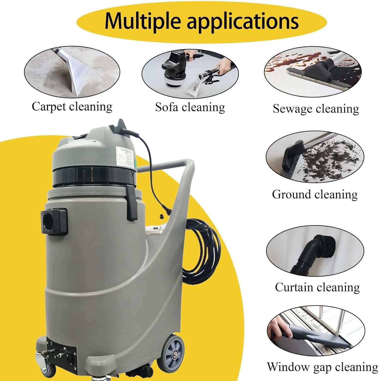 110V Carpet Cleaner machine, 3 in 1 Commercial Carpet Extractor Machine, 1122W Sofa Grinding Machine with 30L Capacity