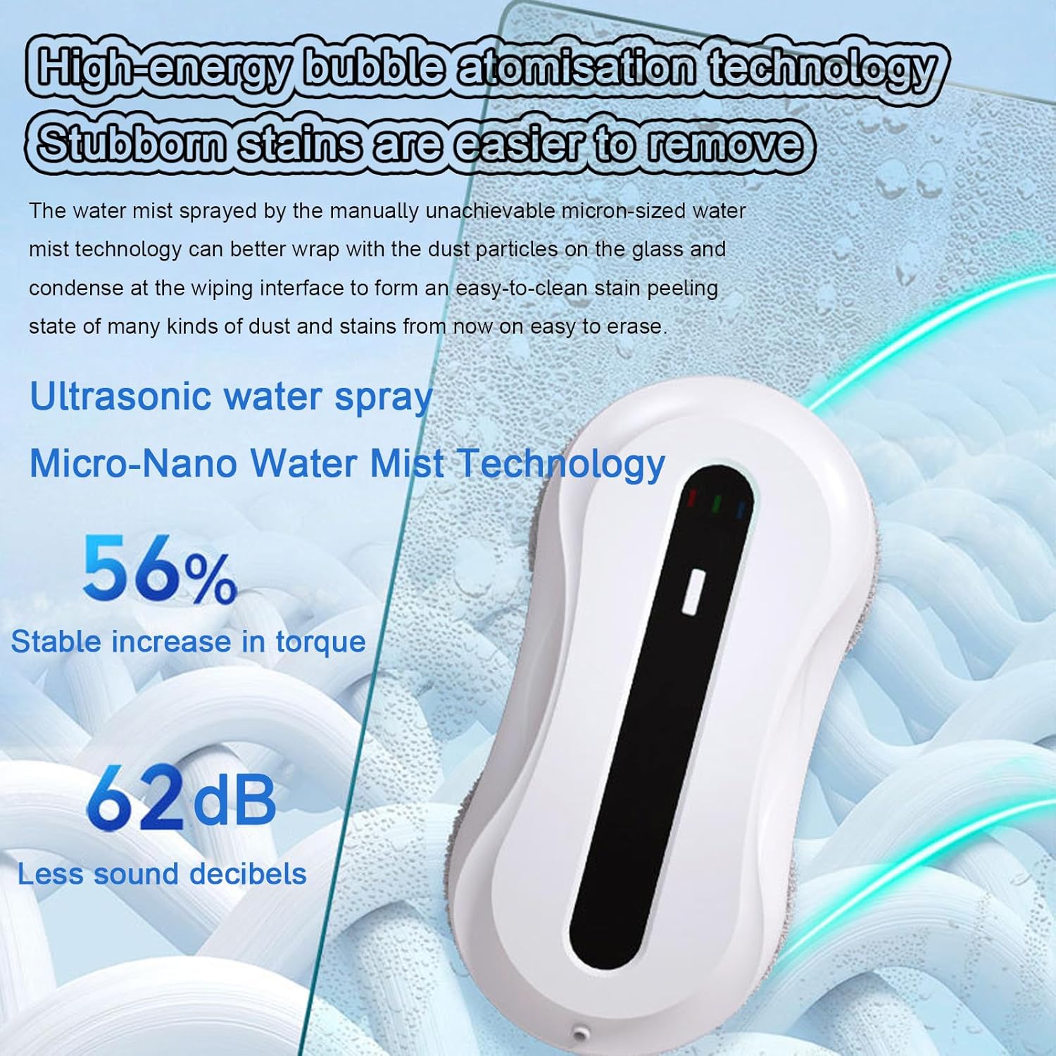 Window Cleaner Robot, Automatic Water Spray Robot Window Cleaning Tool, Double Suction Cup Suction, 5600Pa Powerful Suction, Suitable for Indoor and Outdoor Window Glass,Yellow