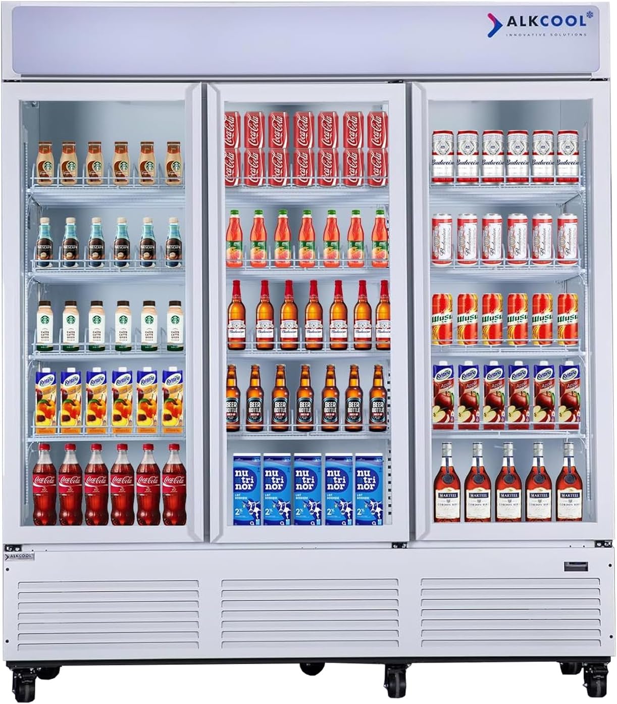 Commercial Beverage Refrigerator Display Fridge, Three Glass Door Upright Merchandiser Drink Cooler with LED Light Adjustable Shelves,ETL Approval,63.5 Cu Ft