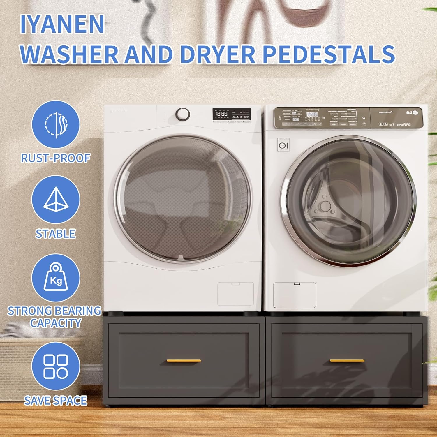 2 Pack Metal Washer and Dryer Pedestals, 28