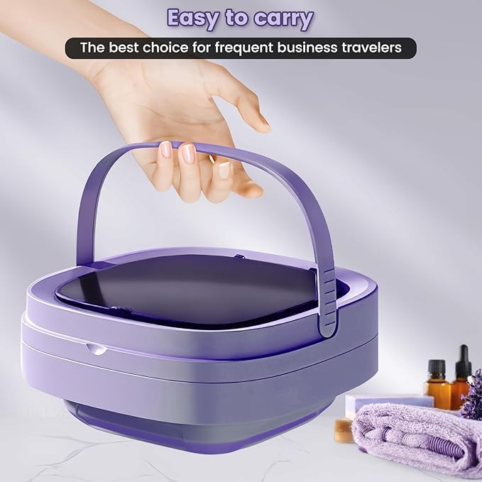 Portable washing machine,17L large capacity foldable washing machine, underwear mini washing machine, socks, travel washing machine suitable for camping trip laundry apartment (purple)