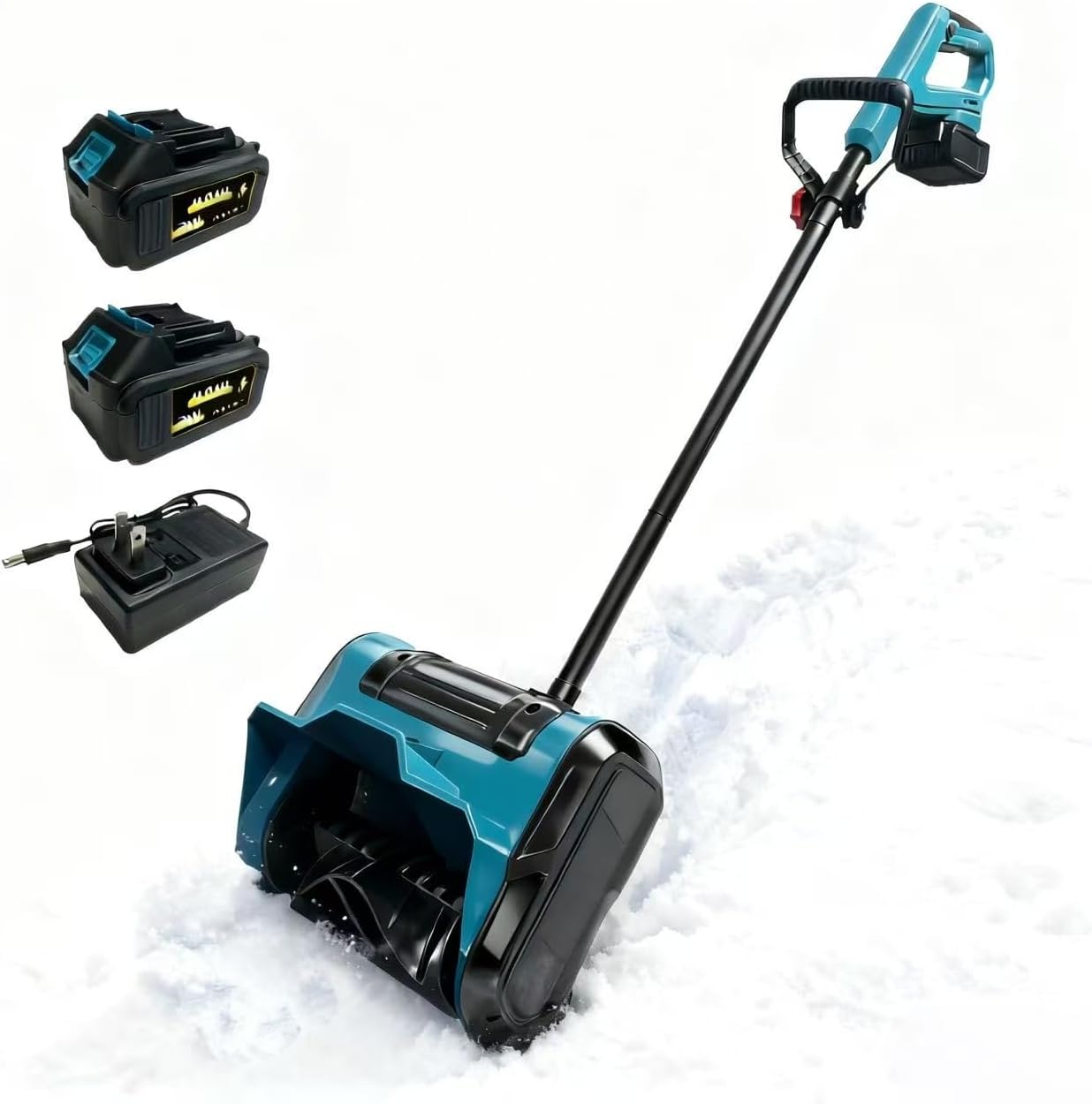 10-Inch Cordless Snow Shovel, 21V Battery Snow Blower with 2X 4.0Ah Batteries & Charger, 6-Inch Depth,20FT Throw Distance Electric Snow Blower for Deck, Patio, Sidewalk, Driveway