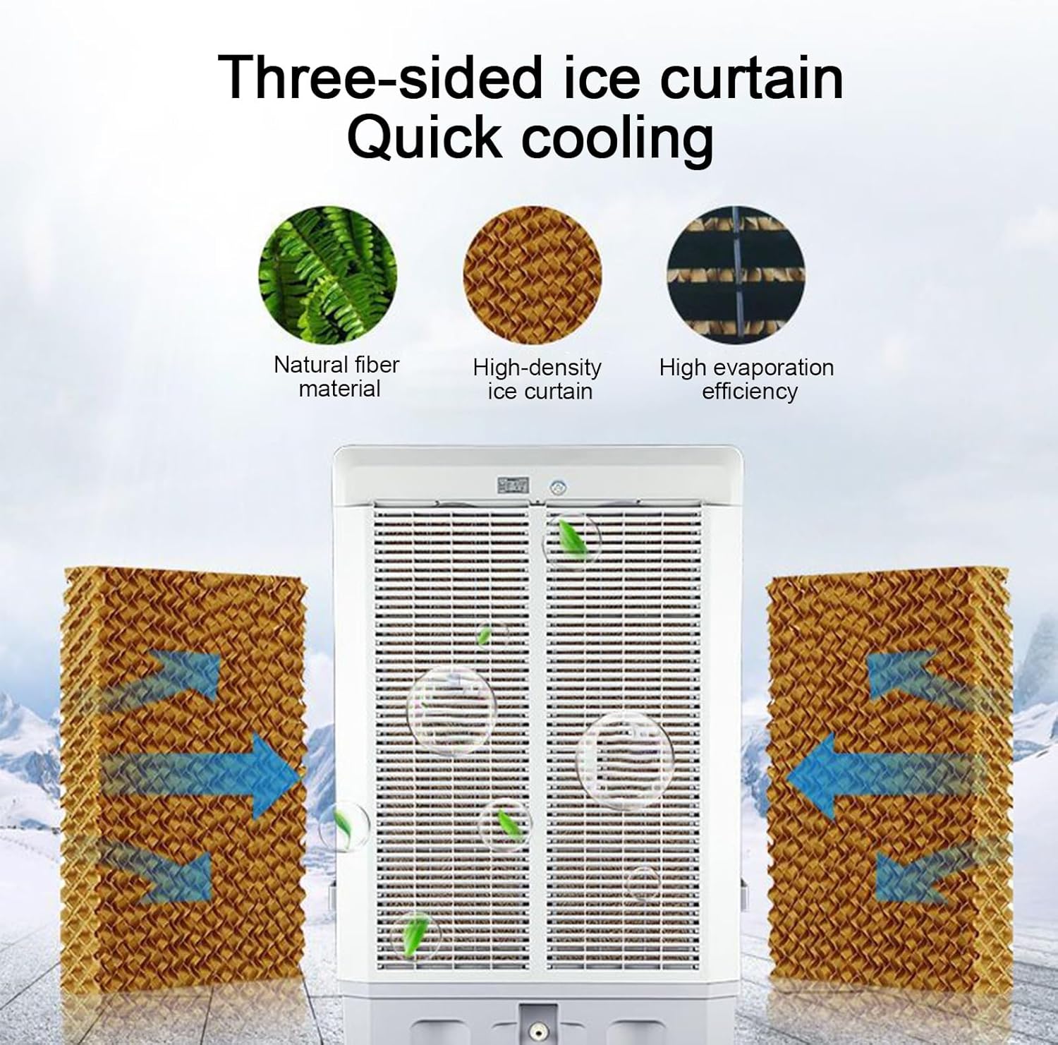 3-IN-1 Portable Air Conditioners, Evaporative Air Cooler, 2 Modes & 3 Speeds, Long Cooling, for Indoor Outdoor Garage Patio Use