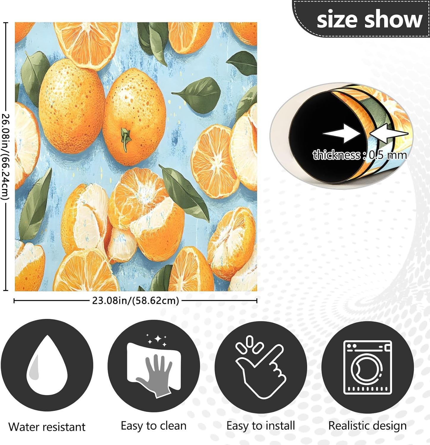 Dishwasher Magnet Cover Large Magnetic Stickers Orange Pattern Front Dishwasher Cover Reusable Decal for Home Kitchen Anti-Scratch Refrigerator Decorative Lid Washing Machine Laundry 23