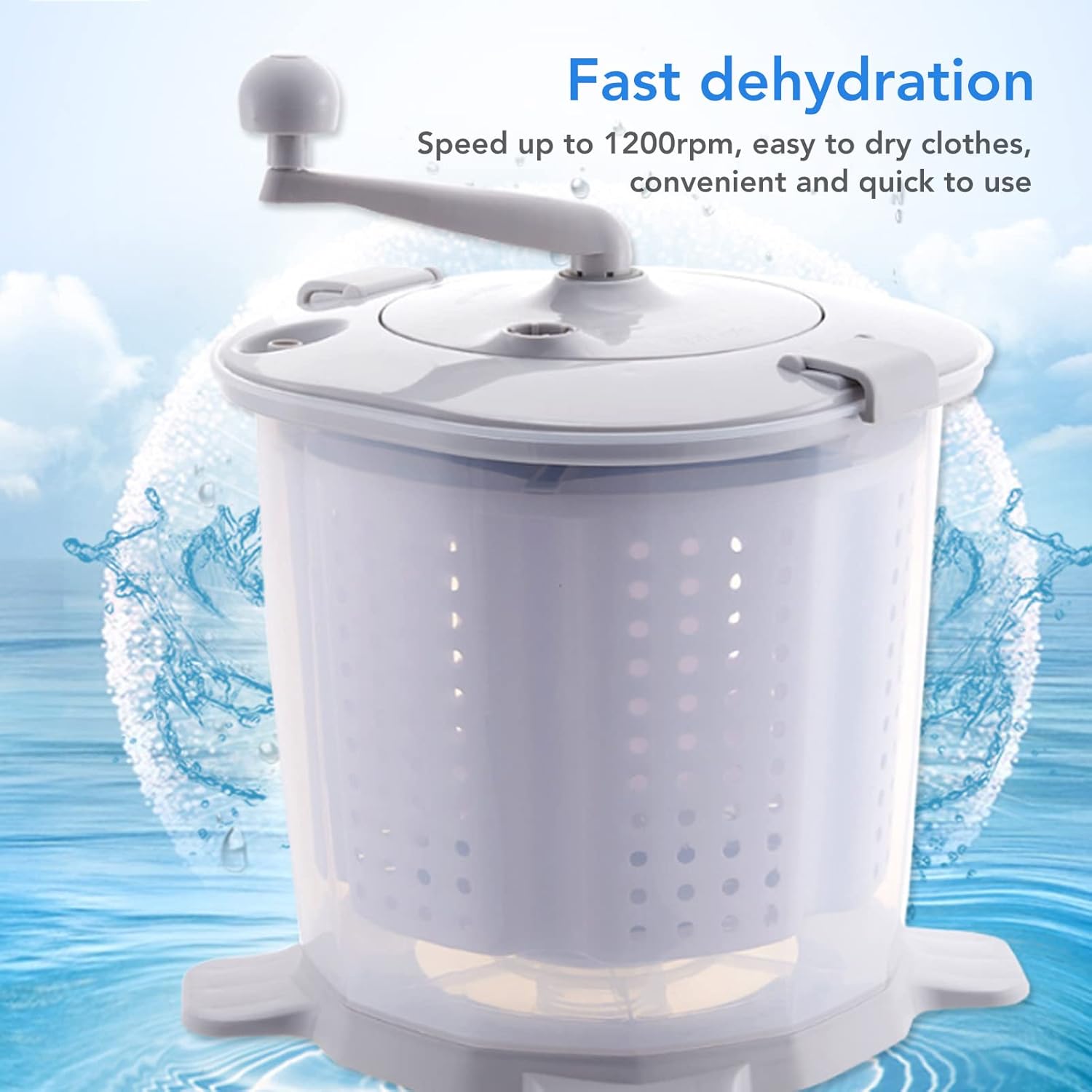 Manual Washing Machine Portable Hand Crank Washer for Small Spaces Compact Non Electric Laundry Solution for Dorm Apartment Camping Travel Lightweight and Easy to Use in Nordic Grey