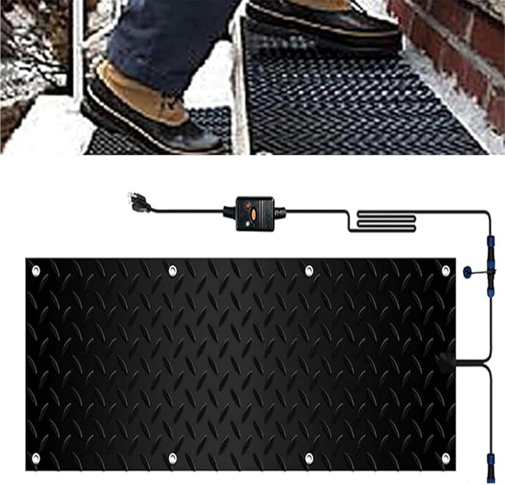 Heated Snow Melting Outdoor Mats 1/2/3/4/5 pcsPVC Heated Snow and Ice Melting Mat, Non-Slip Snow Melting Mats for Winter Snow Removal - Snow Heating Entrance Mats(1 Pcs,10x48in/(25.4x120cm))