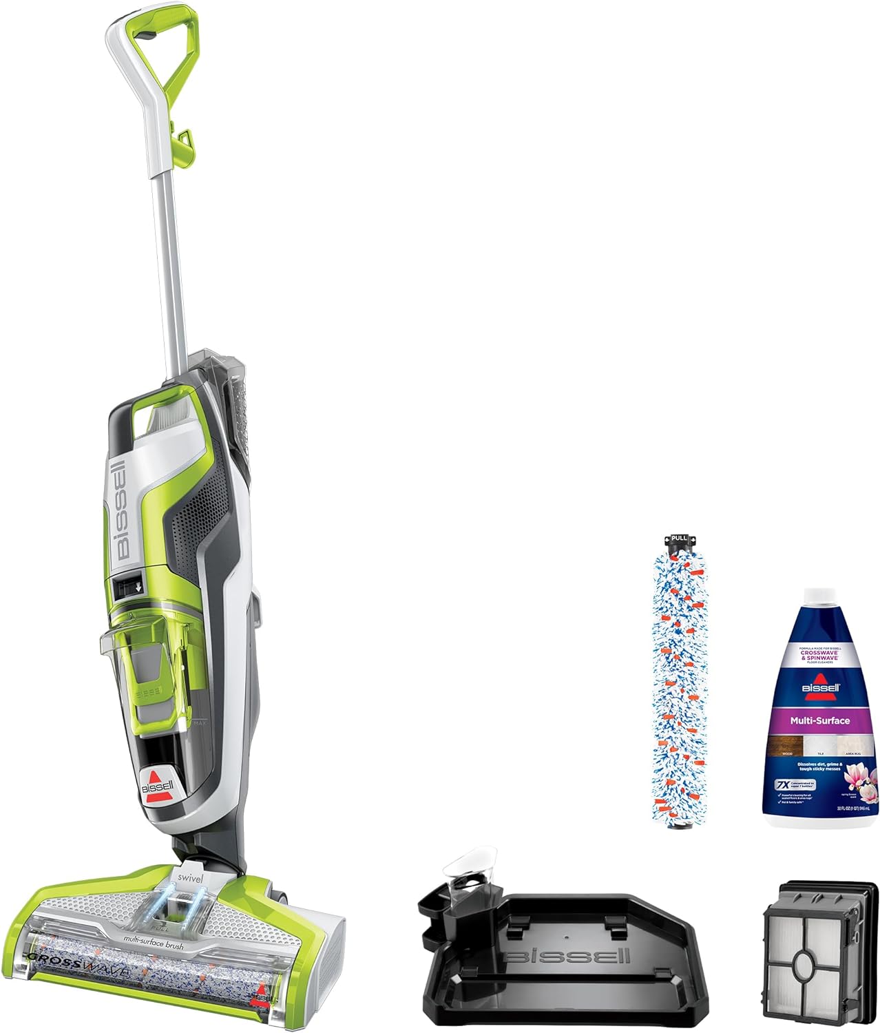 Bissell CrossWave Floor and Area Rug Cleaner, Wet-Dry Vacuum with Bonus Extra Brush-Roll and Extra Filter, 1785A, Green