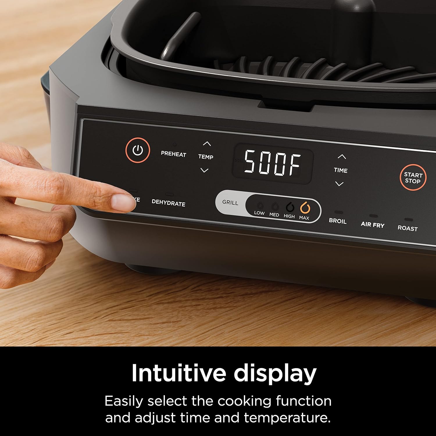 Ninja EG201 Foodi 6-in-1 Indoor Grill with Air Fry, Roast, Bake, Broil, & Dehydrate, 2nd Generation, Dishwasher Safe, Black/Silver