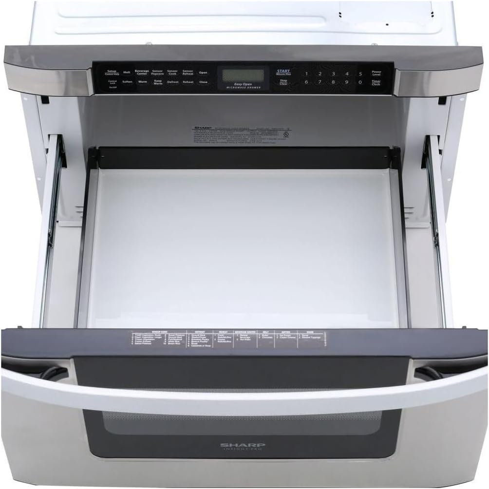 SHARP KB6524PSY Microwave Drawer Oven, 24-inch, 1.2 Cubic Feet, 950 Watt, Angled Touch Control Panel, Stainless Steel
