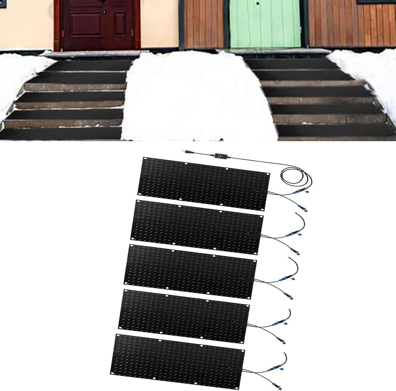 Snow melting mats outdoor sidewalk, Heated Snow Melting Mats for Entrances,Heated Snow Melting Mats Driveway Walkway,Electric Snow Melting Mats for Winter Snow Removal(5 Pcs,30x150cm/12x60in)