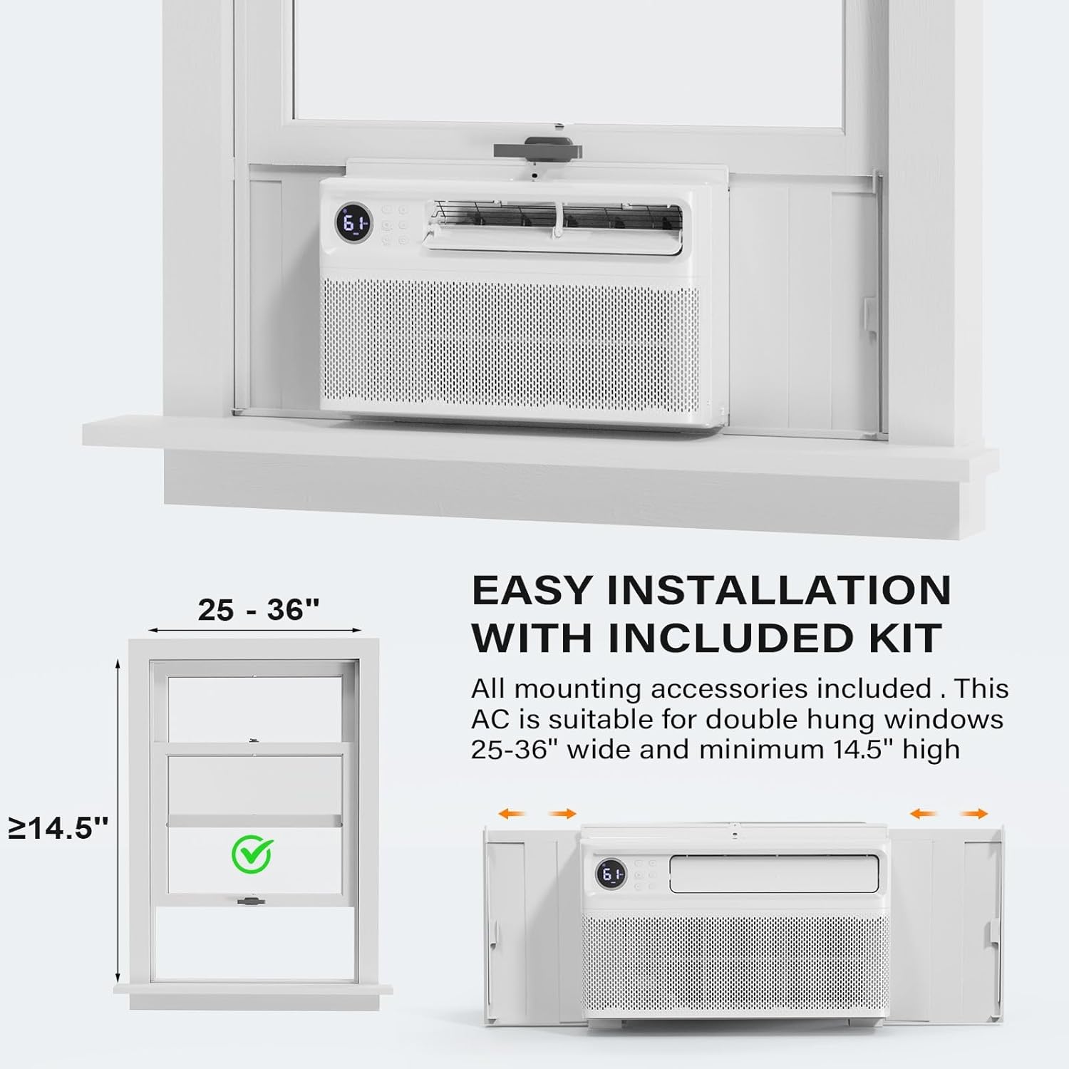 ROVSUN 12000 BTU Inverter Window Air Conditioner with WIFI Function, Energy-Saving Window AC Unit with Remote & App Control, Ultra Quiet Design & Easy Install Kit, 115V/60Hz