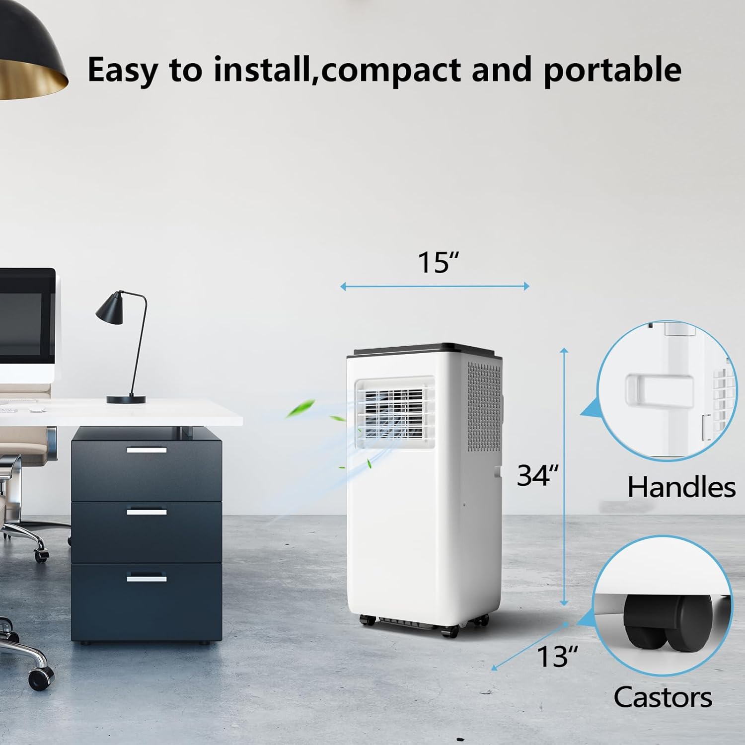 GarveeHome 8000Btu Portable Air Conditioner-Remote Control,3 in-1 Cool, Dehumidify & Fan Modes,24-Hour Timer, Cooling up to 350 sq ft, Includes Window Installation Kit for Home & Office