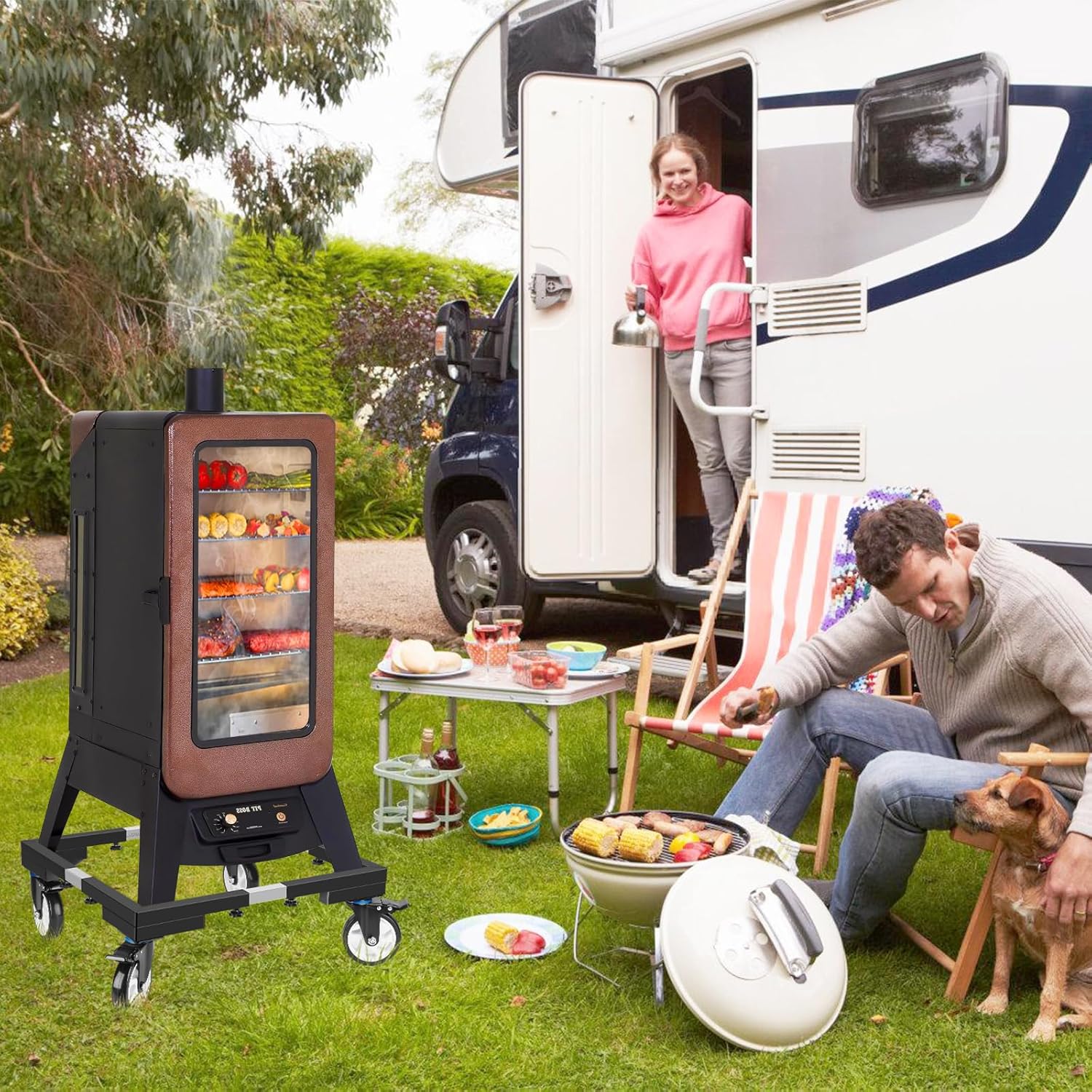 1000lbs All Steel 8.5 Inch Smoker Stand & Laundry Pedestal with 5 inch Wheels, Washer Dryer Pedestal with Shock Absorption, Universal Mobile Stand for Washer,Dryer,Refrigerator,Electric Smoker