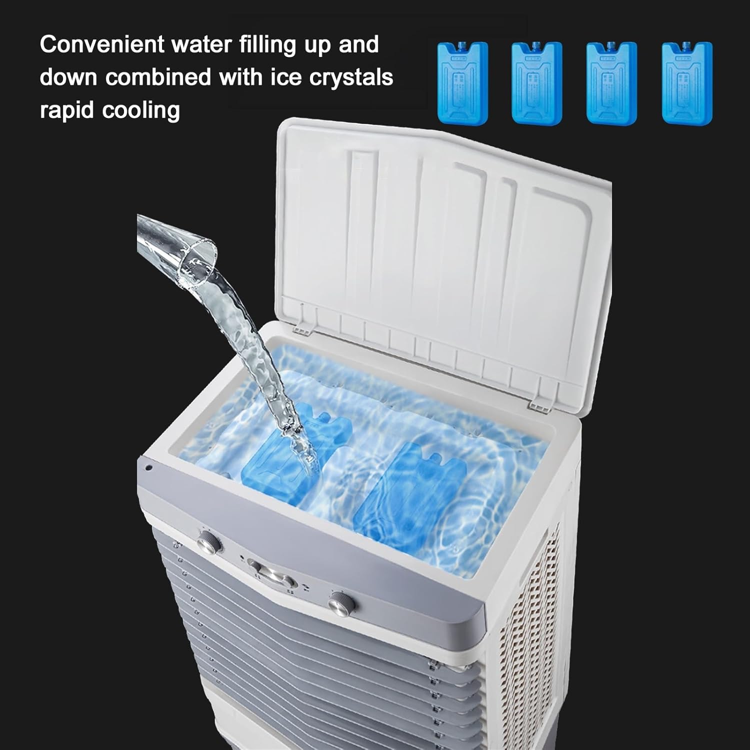 Portable Air Conditioners, Evaporative Air Cooler, 3-IN-1 Portable AC, 12 Hours Timer, 3 Wind Speeds, Double Water Tank, for Outdoor Indoor Use(110cm/43.3in)