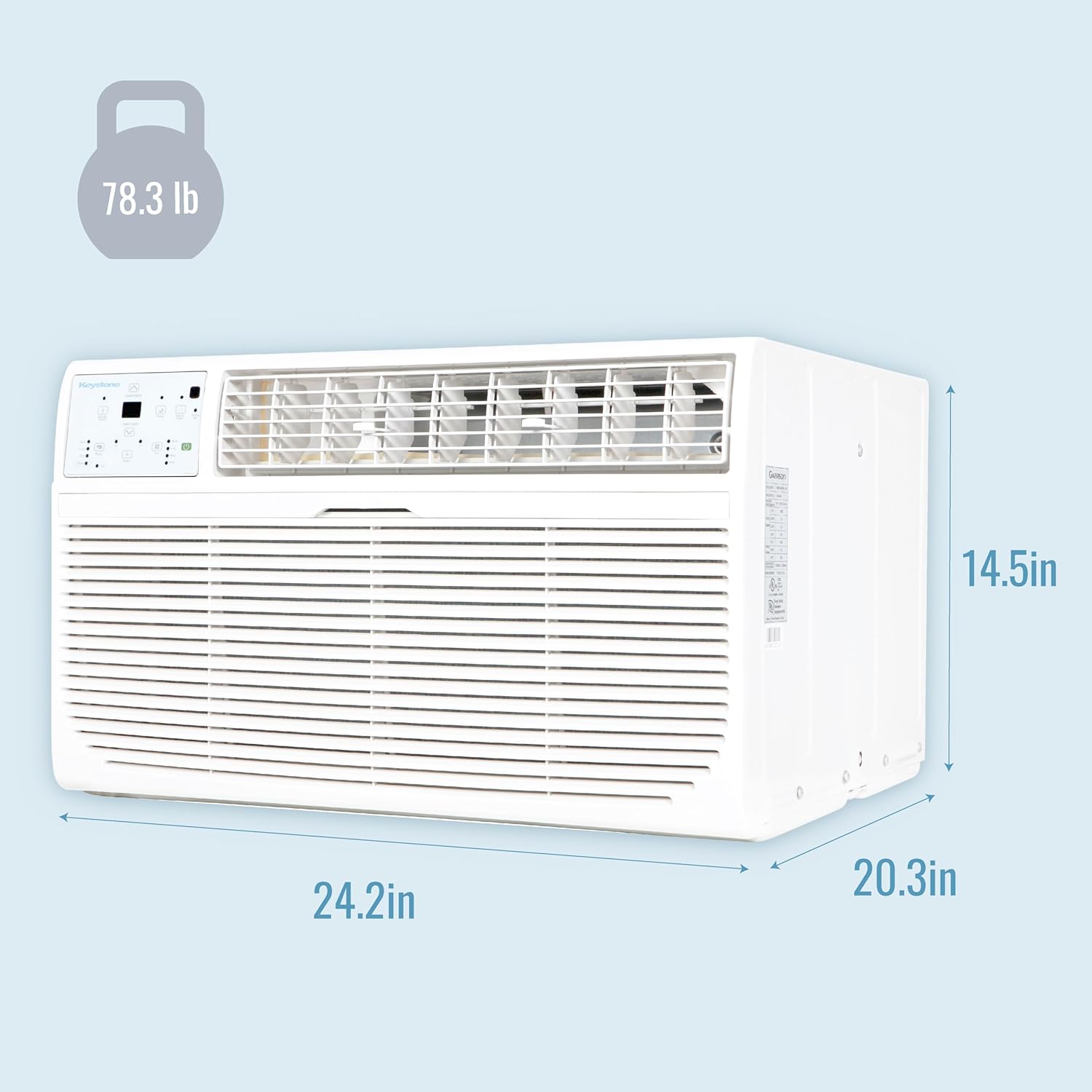 Keystone 12,000 BTU Wall Air Conditioner with Dehumidifier and Supplemental Heat, 230V, Quiet Wall AC for Small and Medium Sized Rooms up to 550 Sq.Ft. with Remote Control, White