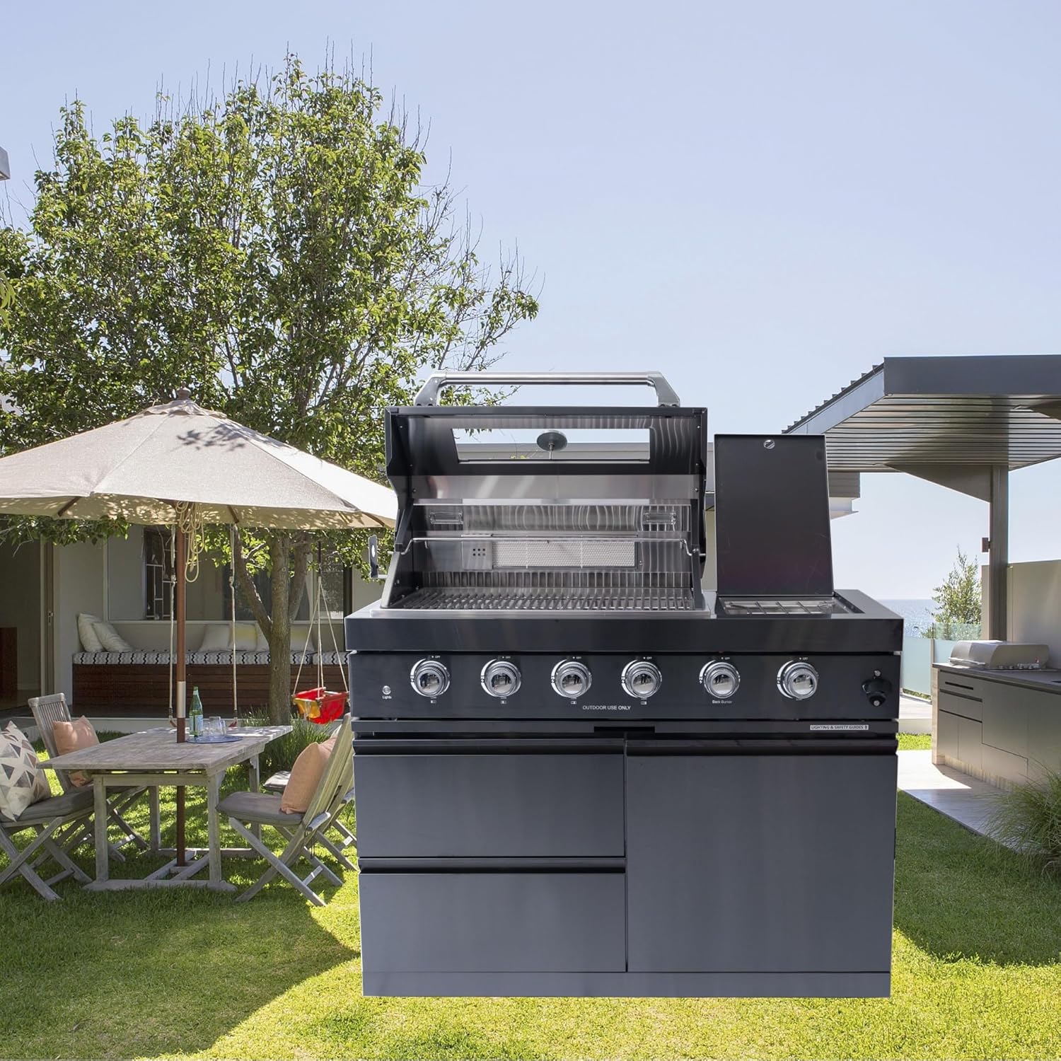 72,000 BTU Gas Outdoor Grill Island With Cover For Outdoor Kitchen And Backyard
