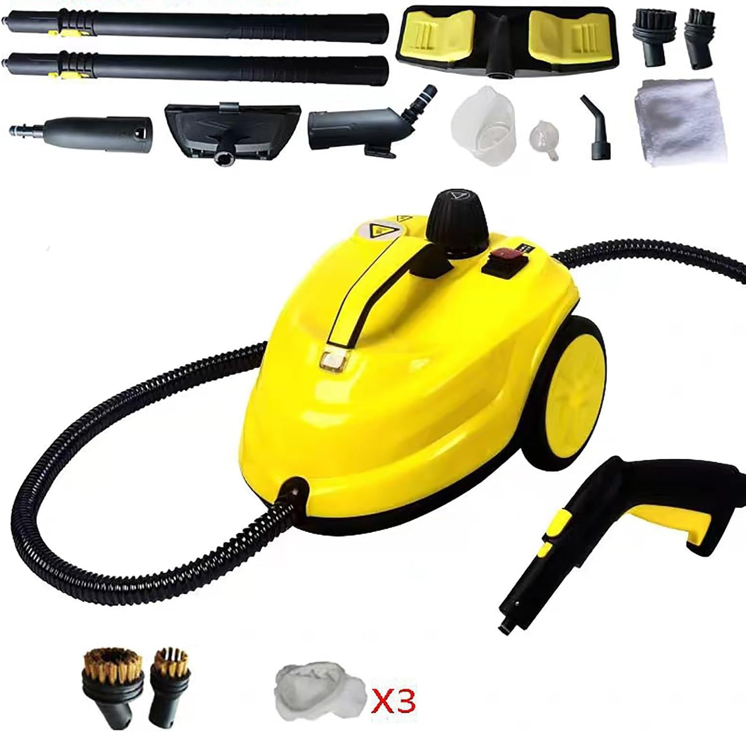 Heavy Duty Canister Steamer Steam Mop with 5M Extra Long Power Cord for Home Floor Cleaning, Wallpaper Removal, Upholstery, Car Detailing