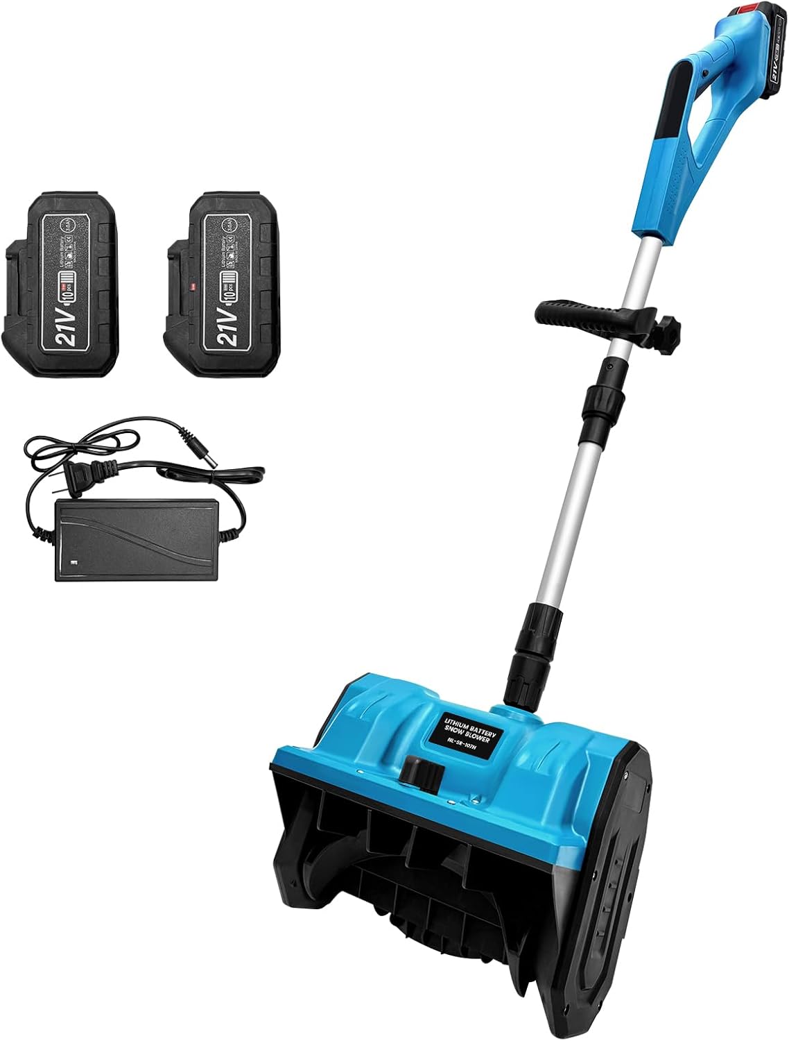 Cordless Snow Shovel Electric Snow Blower 20V 12 Inch Adjustable Auxiliary Handle Directional Plate Snow Thrower with Two 4-Ah Batterires, Battery Charger, Gloves and Goggles