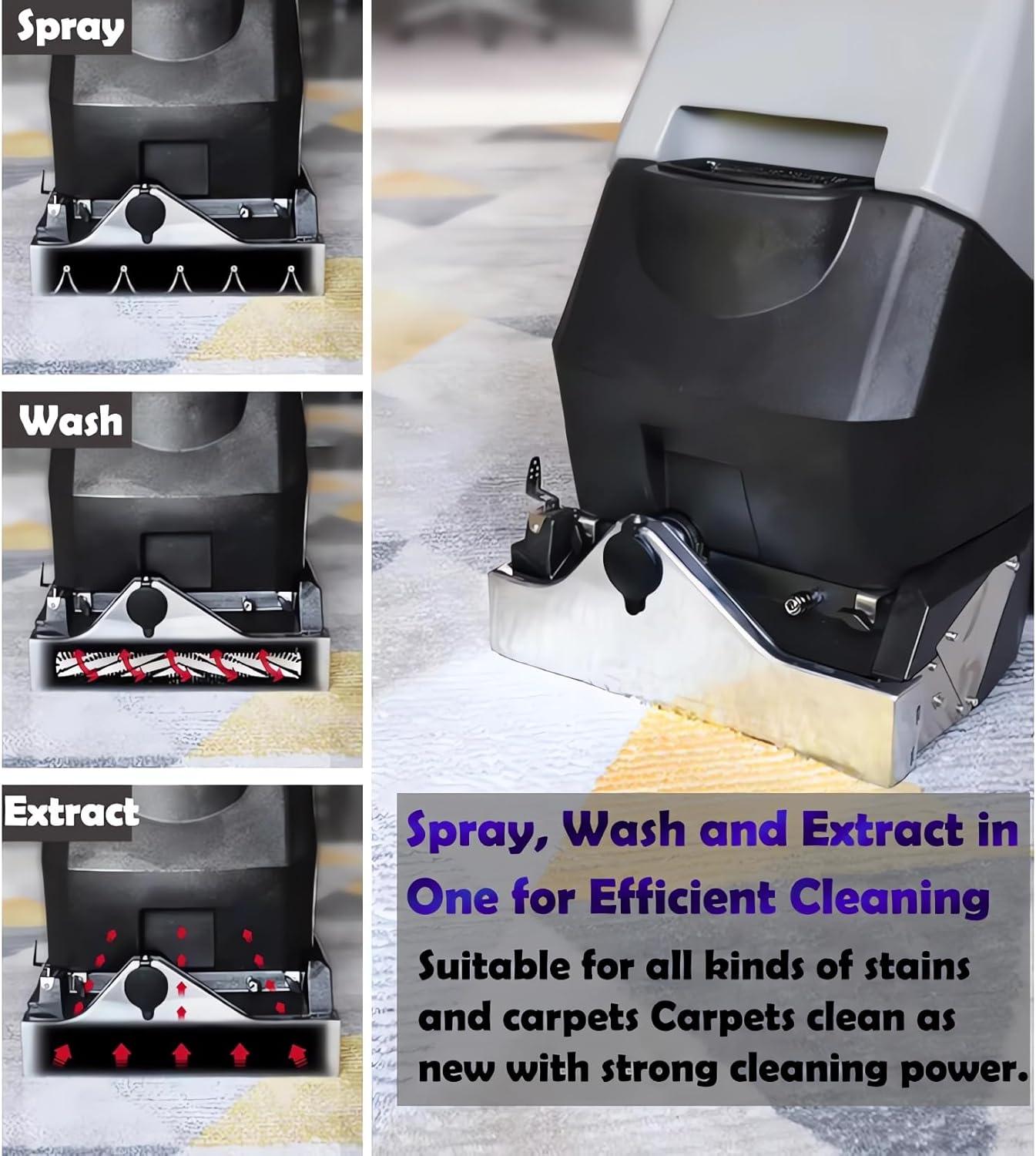 Commercial Carpet Cleaning Machine 3 in 1 Extractor Wet Dry Cleaner 70L Tank 2320W Powerful Floor Cleaning Machine for Sofa Curtain Floor 110V