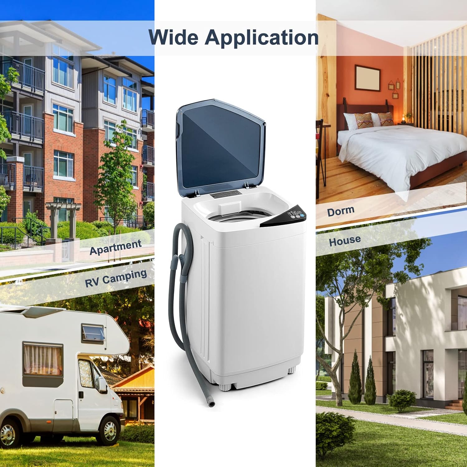 COSTWAY Portable Washing Machine, 7.7lbs Capacity Compact Laundry Washer and Spin Combo with 6 Programs, Built-in Barrel Light, Full-Automatic Washing Machine for Apartments Camping RVs Dorm, Blue