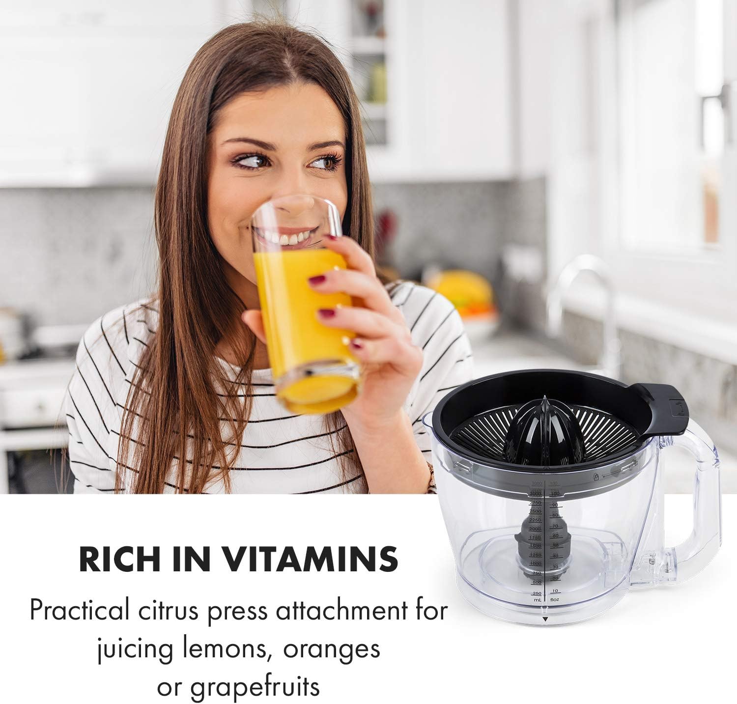 Klarstein Luca Multi-Function Mixer Blender Chopper Kitchen Grater Juicer Food Processor, 1000 Watt, Stepless, 6 Levels, BPA Free, 3 Litres, 3 L Measuring Cup, Spatula, Red