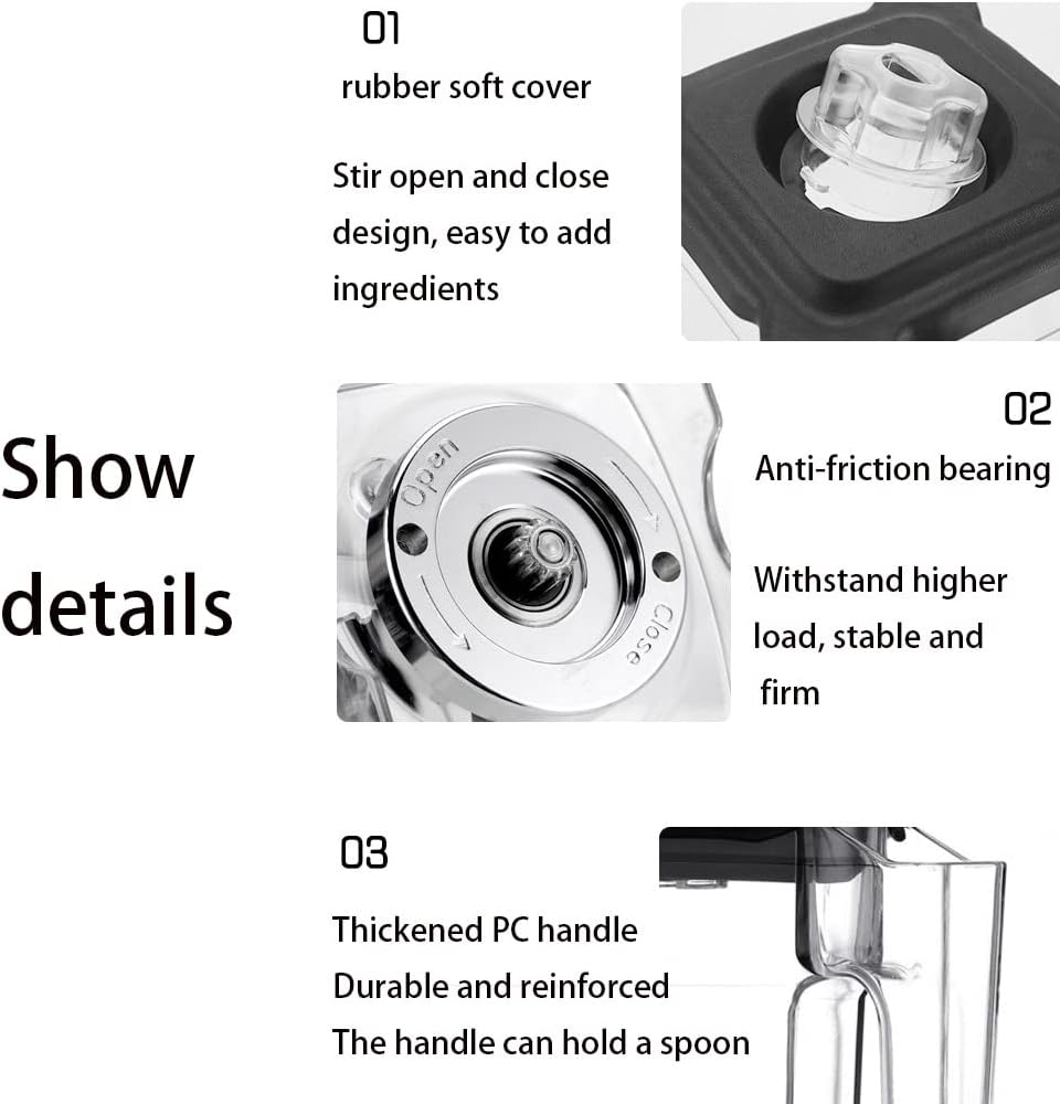 Blender Smoothie Maker with Sound Enclosure, Commercial 2L Stand Mixer, Blade Ice Crusher with Cover Silent Broken Wall Cooking Machine, for Smoothie, Fruits, 17000RPM