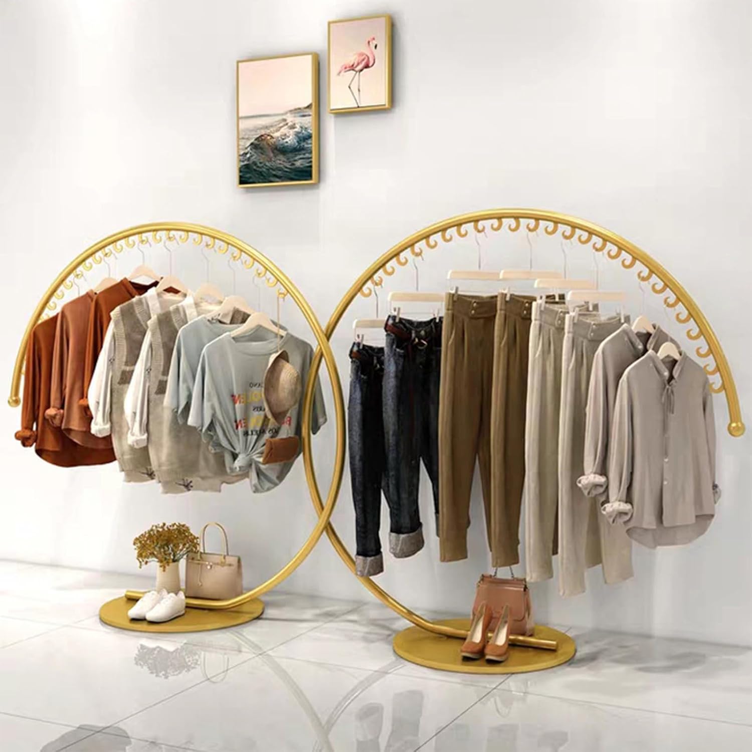 Freestanding Heavy Duty Industrial Pipe Clothing Rack, Portable Commercial Clothes Display Rack, Multi-Purpose Garment Bar for Retail Boutiques Home, Laundry Room,Closet Storage