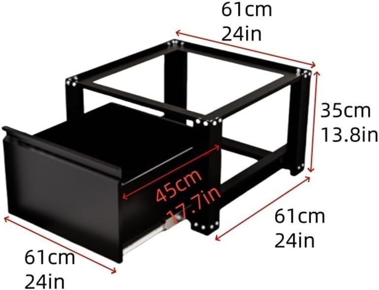 Cold-rolled Steel Laundry Pedestal, Washer and Dryer Pedestals with A Large Drawer, Washing Machine Pedestal with Adjustable Foot Pad, Universal Fit Anti-Vibration Washing Machine Stand(Black)