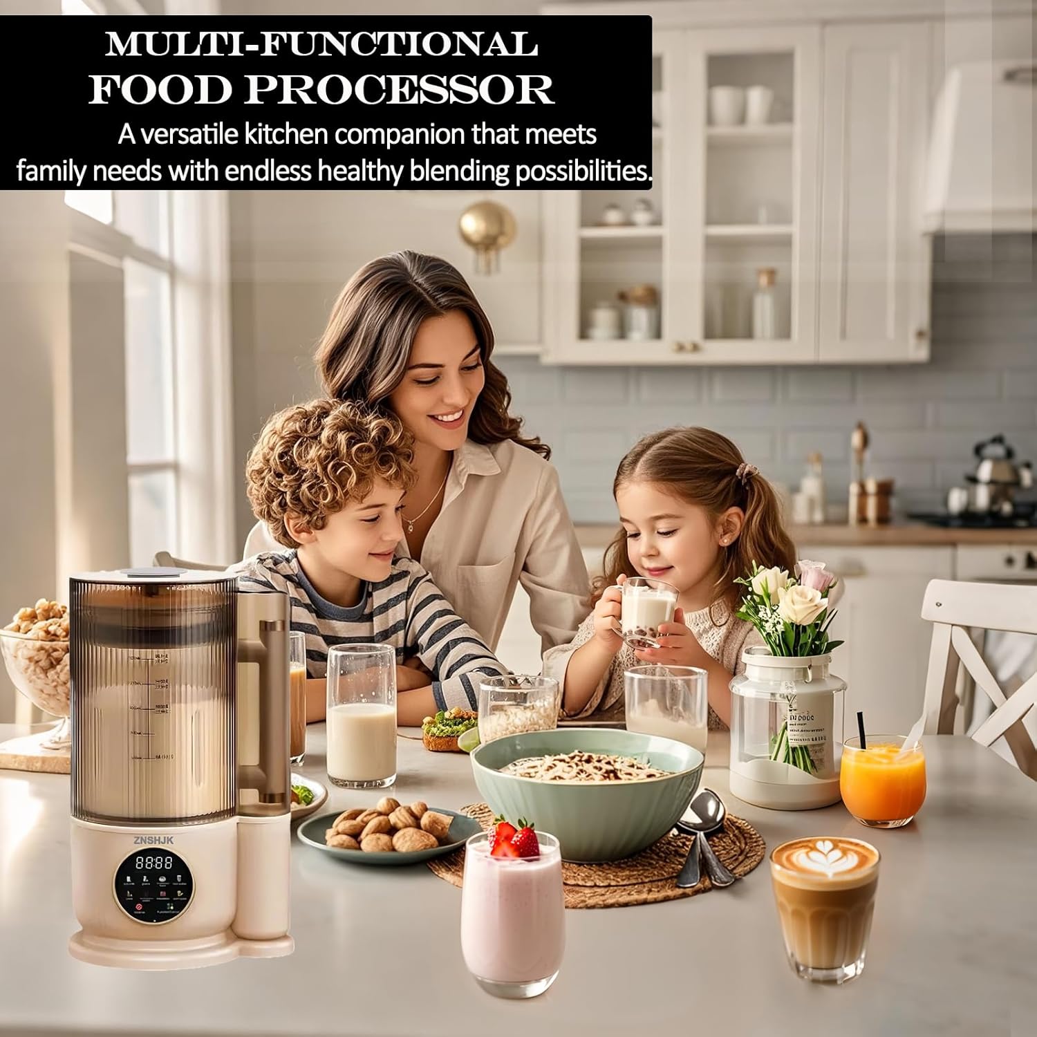 50oz Nut Milk Maker & Grinders, 10-in-1 Soy, Almond, Oat & Rice Milk Maker with 12 Stainless Steel Blades, Vegan Blender with Delay Start, Boil Water & Easy Self-Cleaning