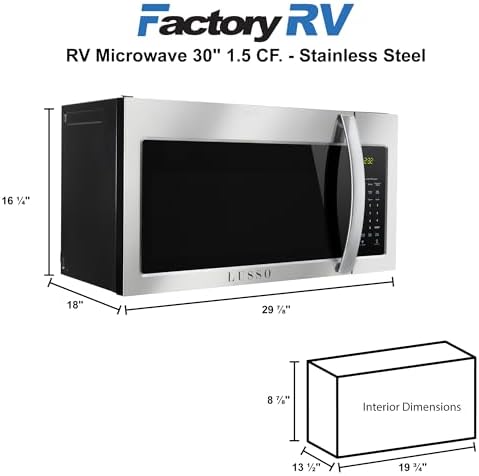 Tough Grade 1.5 Cu. Ft. Over-the-Range RV Microwave with Vent, Light, Sensor Cook, Convection, Rack, Stainless Steel | 120V Compact Microwave Oven with Touchpad Controls & Multi-Level Cooking