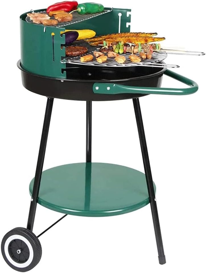 Charcoal Grill, with Plated Steel Grates, Slid Out Ash Catcher, Integrated Wheels, for BBQ, Patio, Backyard, Outdoor Cooking, Picnic