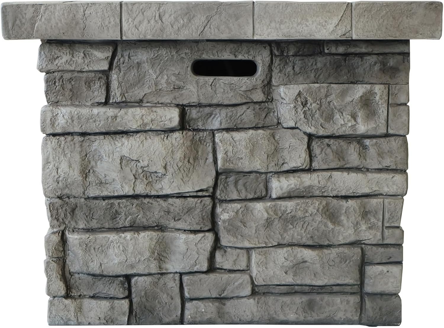 Penau 30 Inch Outdoor Square Propane Fire Pit - 40,000 BTU Grey, Durable MgO Construction, Hand Crafted Details, No Assembly Required