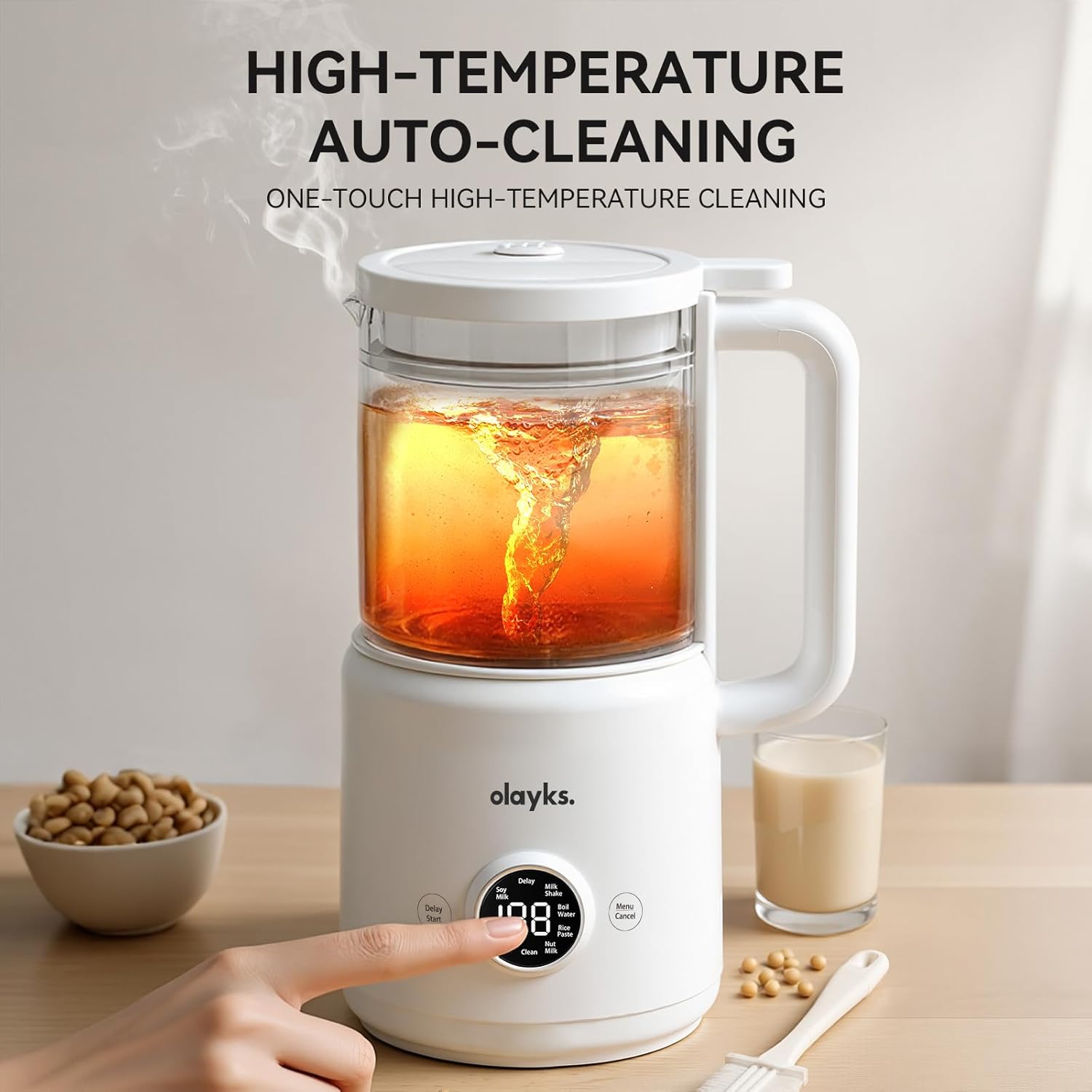 6 in 1 Automatic Nut Milk Maker Blender, 20oz Homemade Soy Milk Maker for Plant-Based Milk, Coconut, Oat, Almond, Non-Dairy Beverages with Timer, Keep Warm, Boil Water, Self-Cleaning