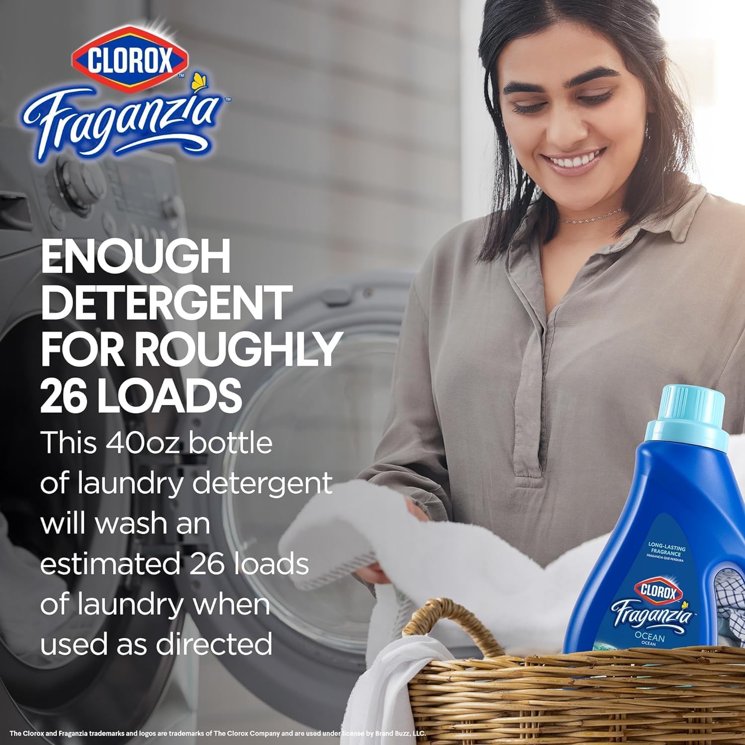 Clorox Fraganzia Liquid Laundry Detergent in Ocean Scent - HE Compatible for All Front and Top Load Washing Machines, High Efficiency Laundry Detergent Compatible, 40 Fl Oz - 6 Pack
