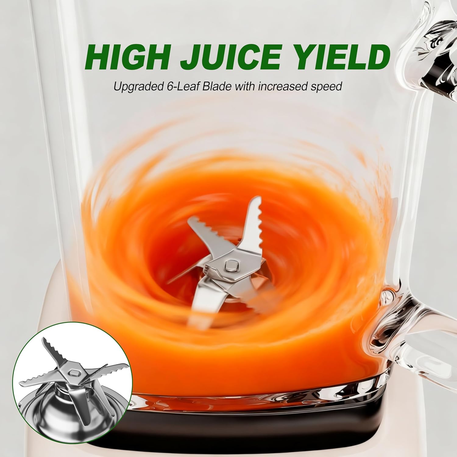 Glass Blenders for Kitchen with 750W, 54Oz. Countertop Blender Glass Jar Food Processor Combo, BPA-Free Blender for Smoothies, Ice Crush,Nuts, Frozen Drinks and Fruits(White)