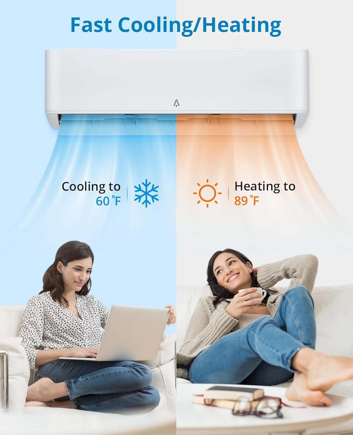 Air Conditioner, Cooling & Heating,18000 BTU WiFi Mini Split,Compatible with Alexa,Energy Star, 230v 24 SEER2,Cools Up to 1000 Sq. Ft,Inverter AC,Smart WiFi, Voice Control